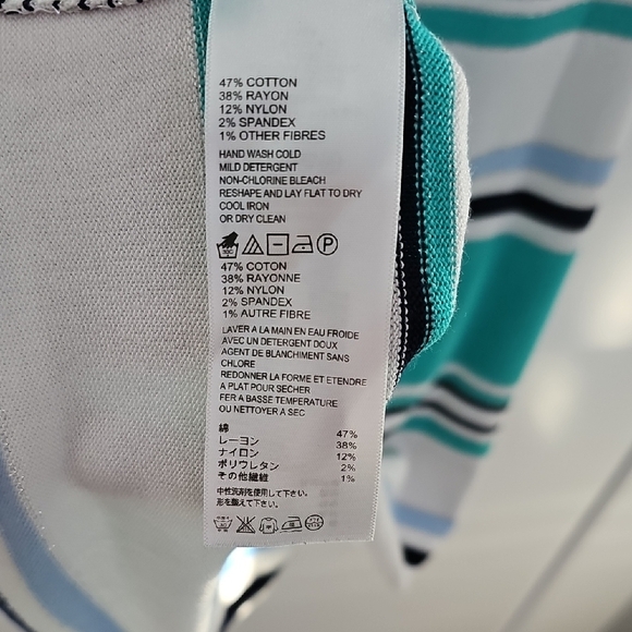 Tommy Bahama Teal and White Striped Dress Size XS - Picture 7 of 12